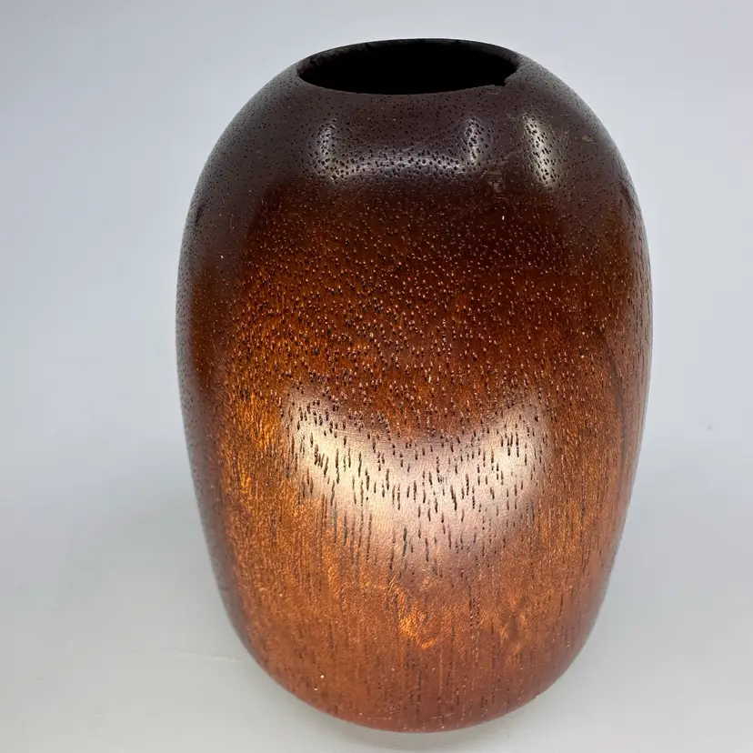 Wood Turned Mahogany Wood Mini Vase By Norris White 3”