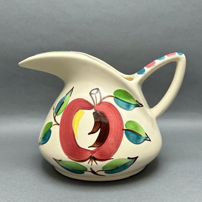Vintage Purinton Slip Ware Apple Pattern Ceramic Pitcher With Ice Lip