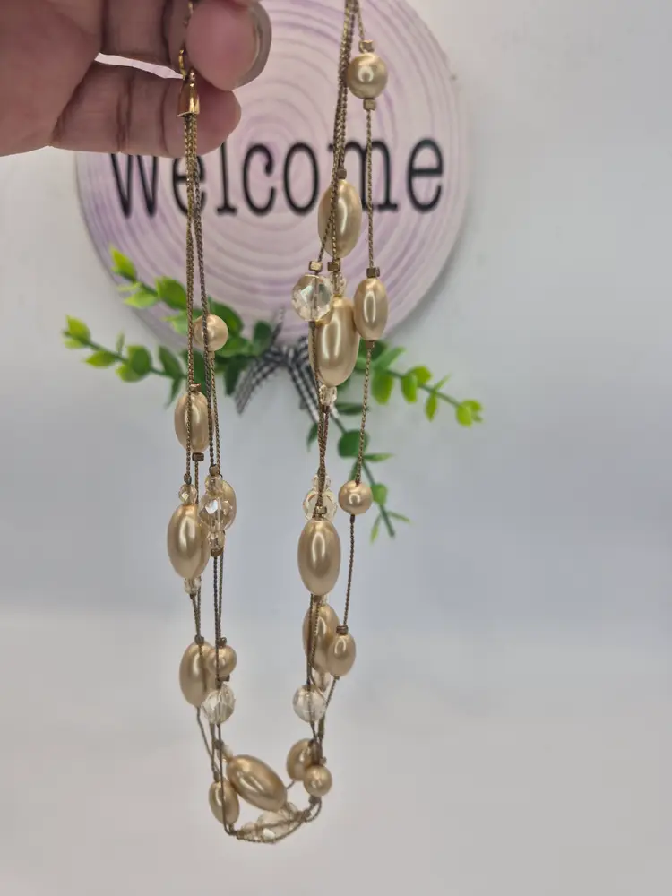 Monet Goldtone Beaded Multi Strand Necklace 16" 2" extender