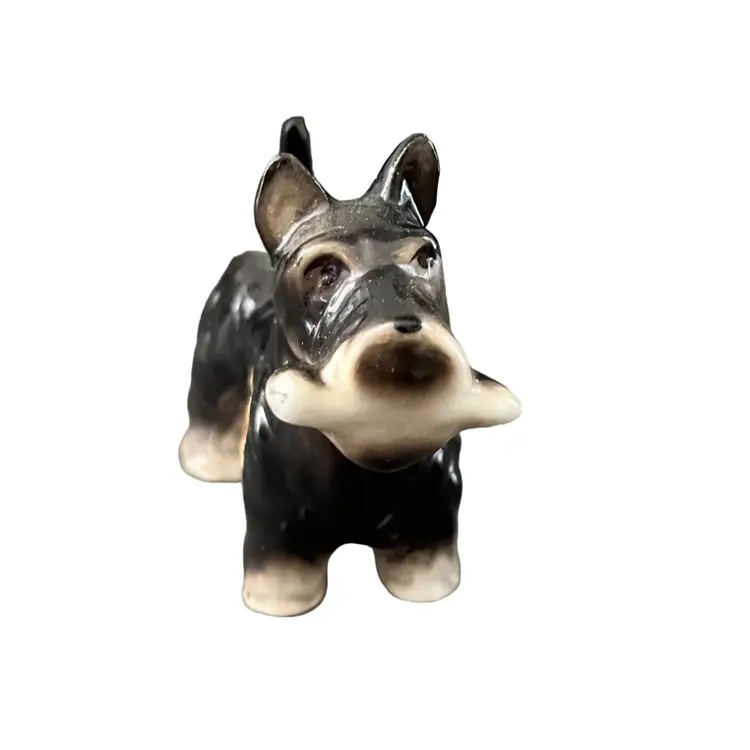 Miniature Bone China Scottish Terrier With Bone Made In Japan
