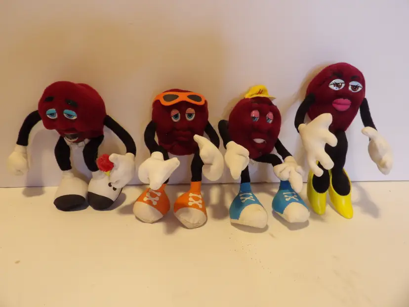 * Lot Of 3 California Raisins Plush Set 1988 Applause Poseable Bendable Vintage