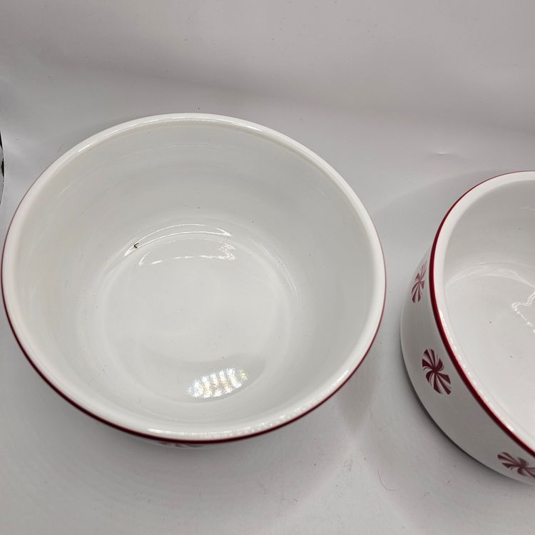 HLC fiesta ware bowls Christmas peppermint candy design gusto vintage set of two