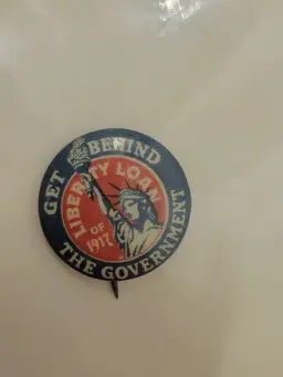 1917 Get Behind The Government Liberty Loan Statue Of Liberty 7/8" Cel Cause Pin