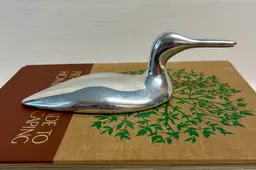 Hoselton Studio vintage modernist handcrafted loon or duck figurine aluminum sculpture