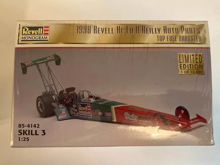 Revell Monogram O’Reilly Auto Parts Top Fuel Dragster Model Car Kit 1998 New Sealed