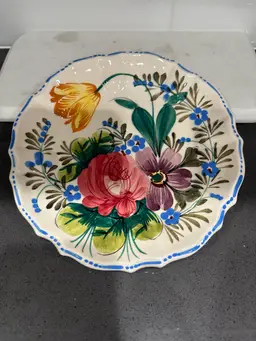 Vintage Handpainted Italian Reinnasance Revival Plate Nove Rose