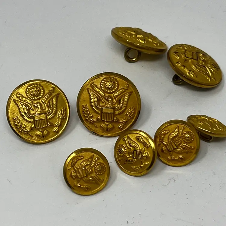 WATERBURY Emboss Brass Eagle US Army Military Coat Pocket Buttons Lot