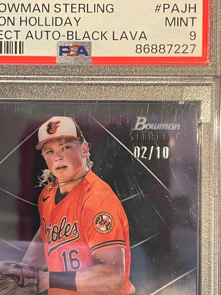 2023 Bowman Sterling Jackson Holliday Prospect Auto-Black Lava 2/10 Baltimore Orioles