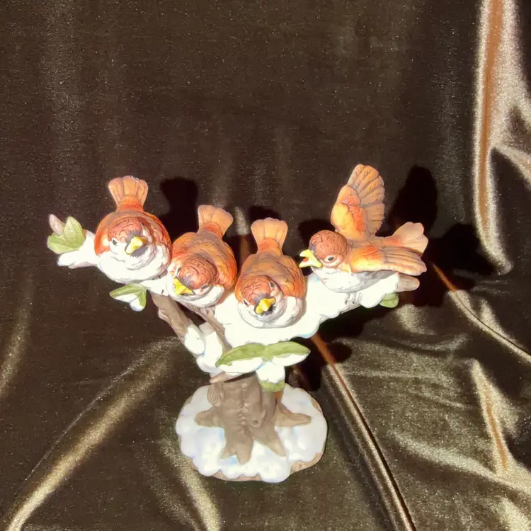 Adorable Hand-Painted Ceramic Winter Bird Figurine