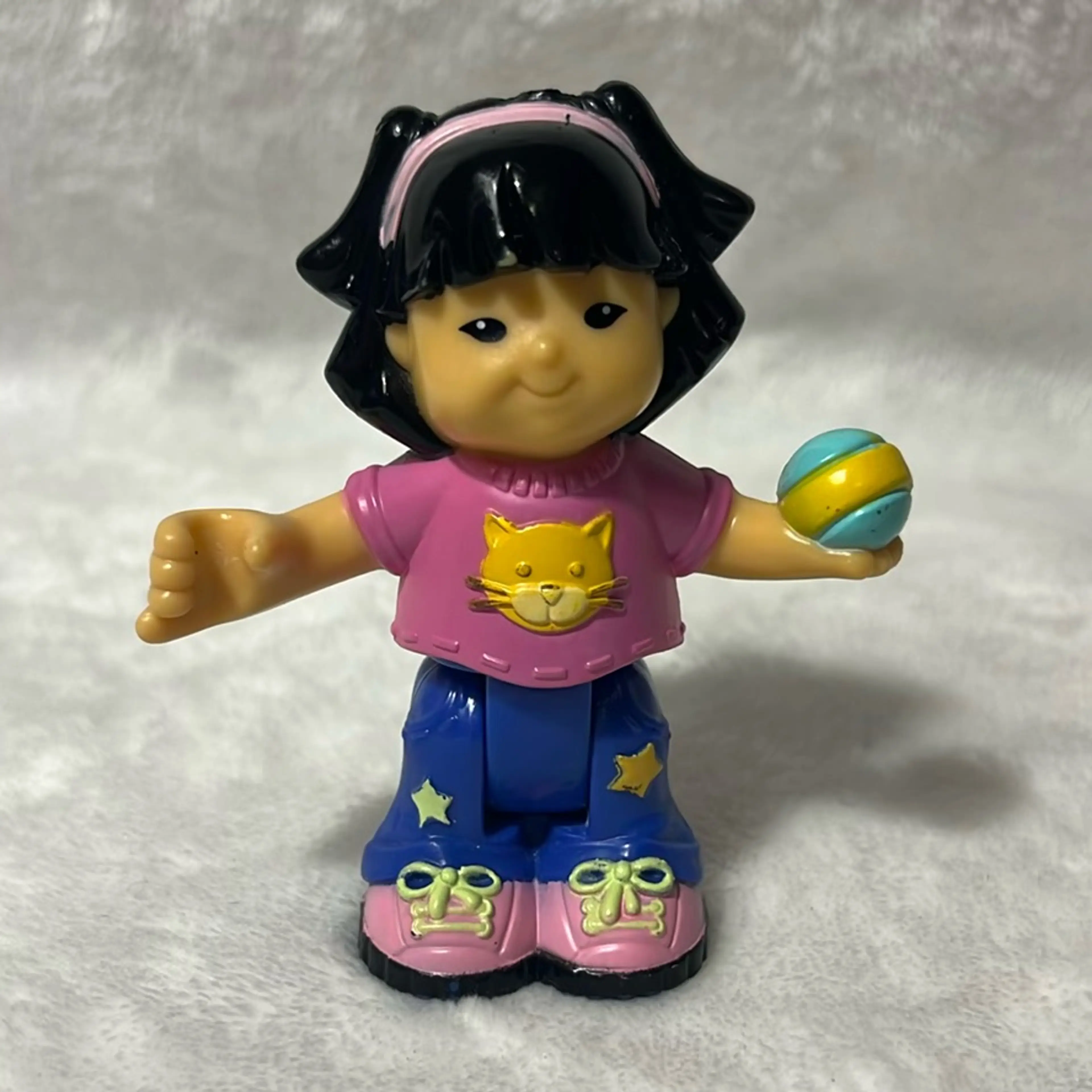 Fisher Price Little People Bendable Sonya Lee Figure w/ Cat Shirt