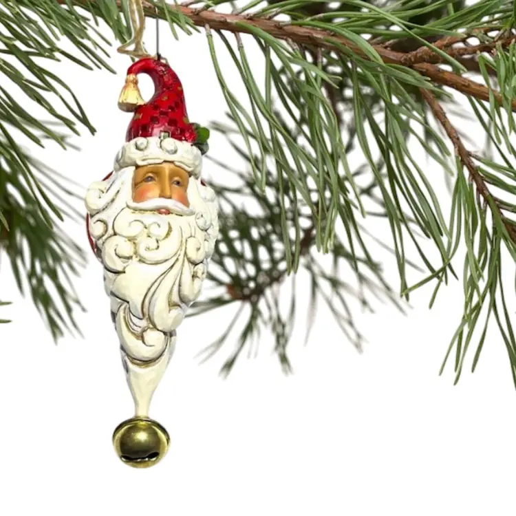 CHRISTMAS ORNAMENT FOLK ART SANTABy Jim Shore Heartwood Creek Christmas Holiday Party Celebration Winter GiftQuilt Beard Hat Bell
