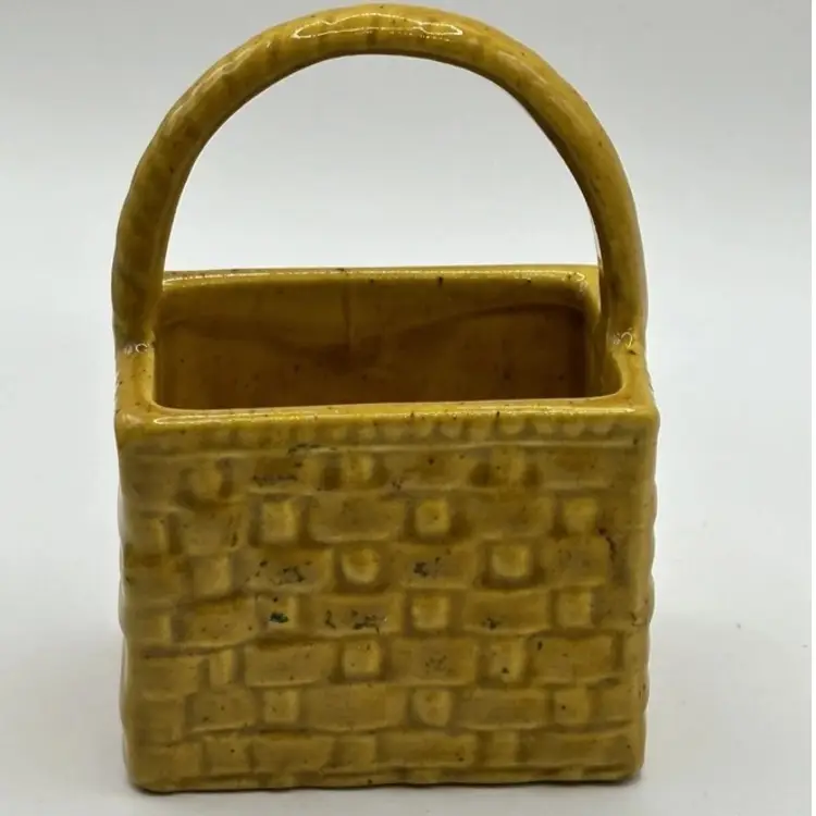 Vintage Haeger Mustard Ceramic Basket