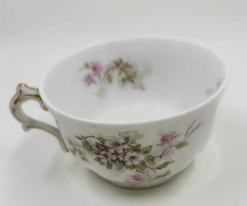 Vintage Tea Cup Antique Haviland China Limoges France Floral Flowers Pink Purple