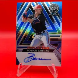 Boston Bateman/Dylan Crews Error Card 2024 Leaf Press Pass Reflector Auto 2/25