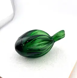 Vintage Green Glass Vegetable May be A Pepper - 3.75" Long x 2" Wide x 2" Tall