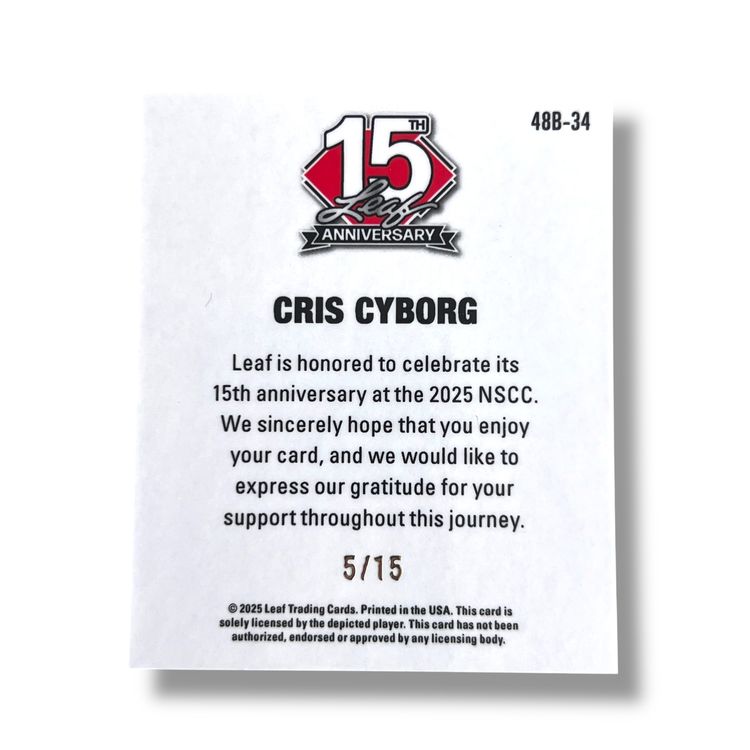 2025 Leaf 15th Anniversary Cris Cyborg Mini Silver Wave 05/15 2025 NSCC