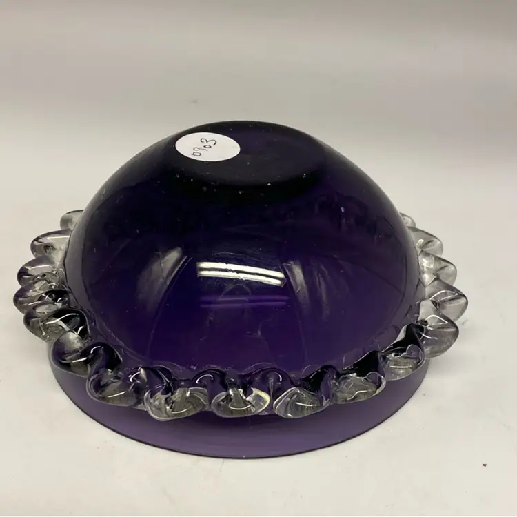 #0903 Purple - Vintage Glass Bowl with applied Rigaree