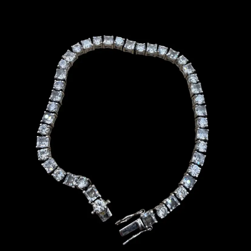 Sterling Silver And Glass Tennis Bracelet  - 7 1-4
