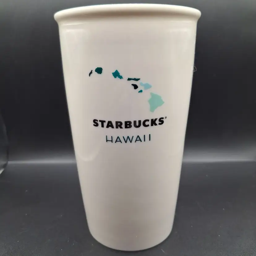 Starbucks Hawaii 12 Oz Ceramic Tumbler With Map Design & Green Siren Logo NO LID