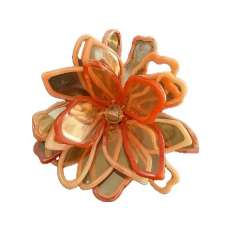 Blooming Orange Flower Pin