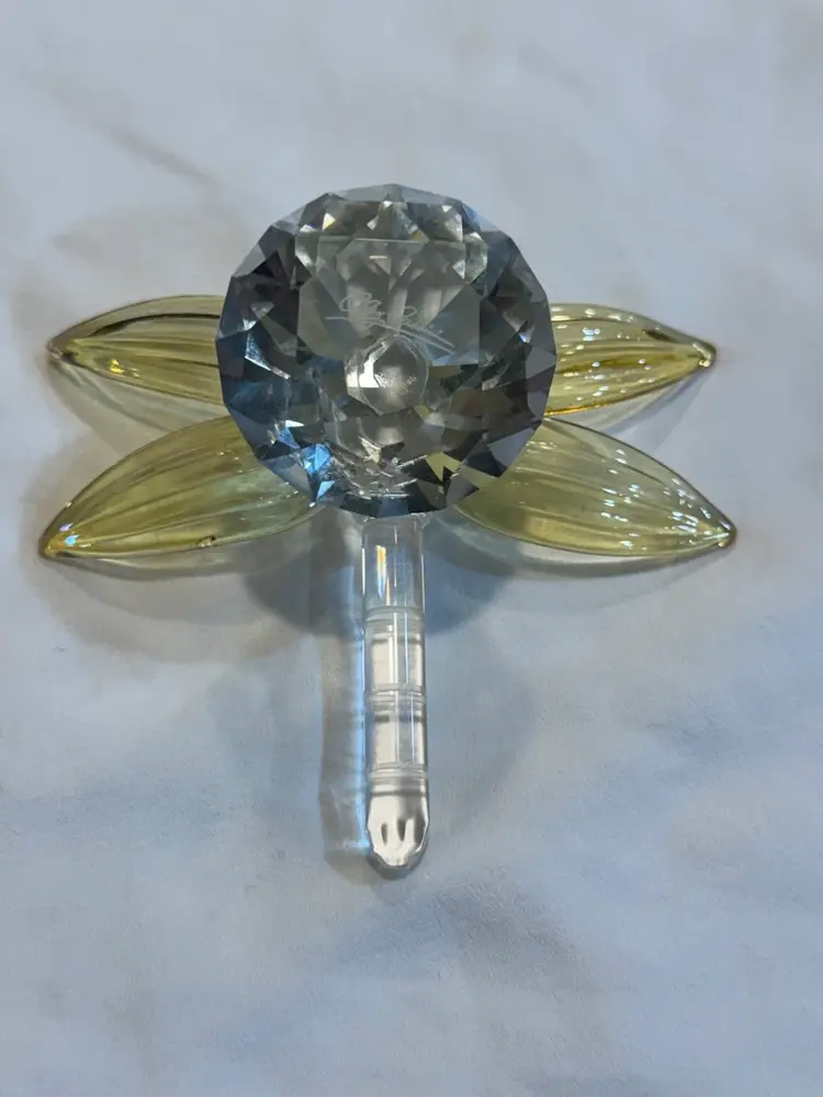 Oleg Cassini Crystal Dragonfly Paperweight - Signed 4” X4” X1”