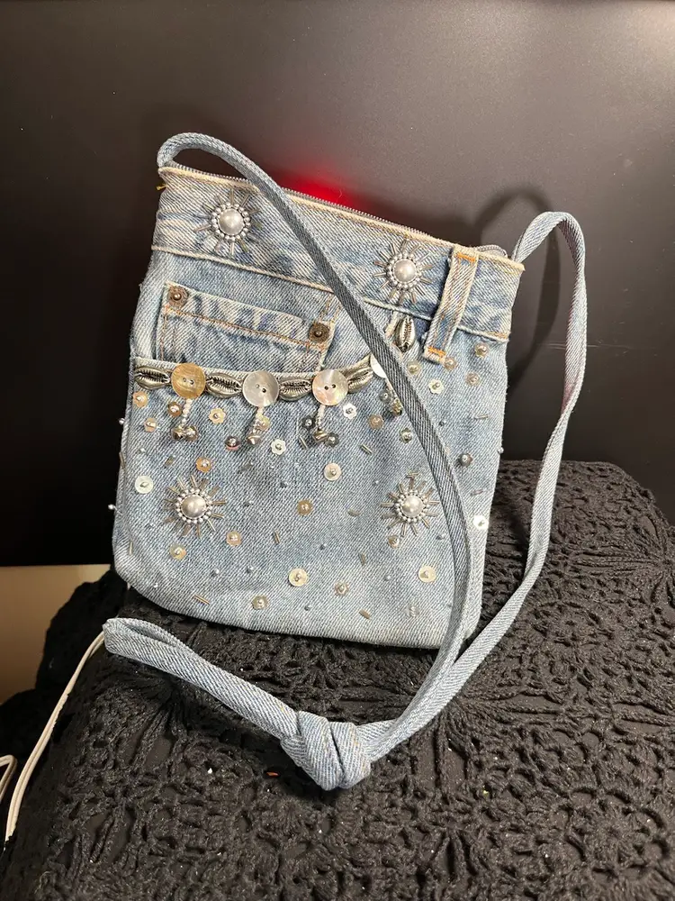 Blinged Out Denim Pocket Purse