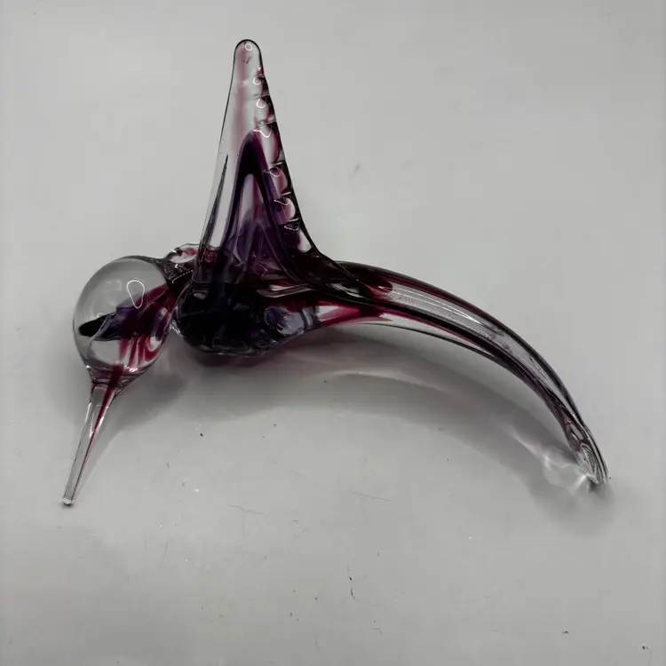 Hand Blown Art Glass Purple Swirl Humming Bird