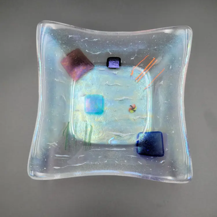 Kurt McVay Fused Dichroic Art Glass Plate Signed