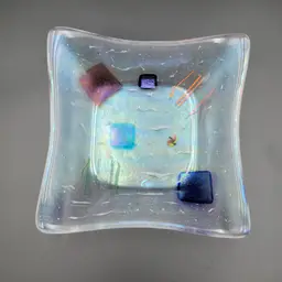 Kurt McVay Fused Dichroic Art Glass Plate Signed