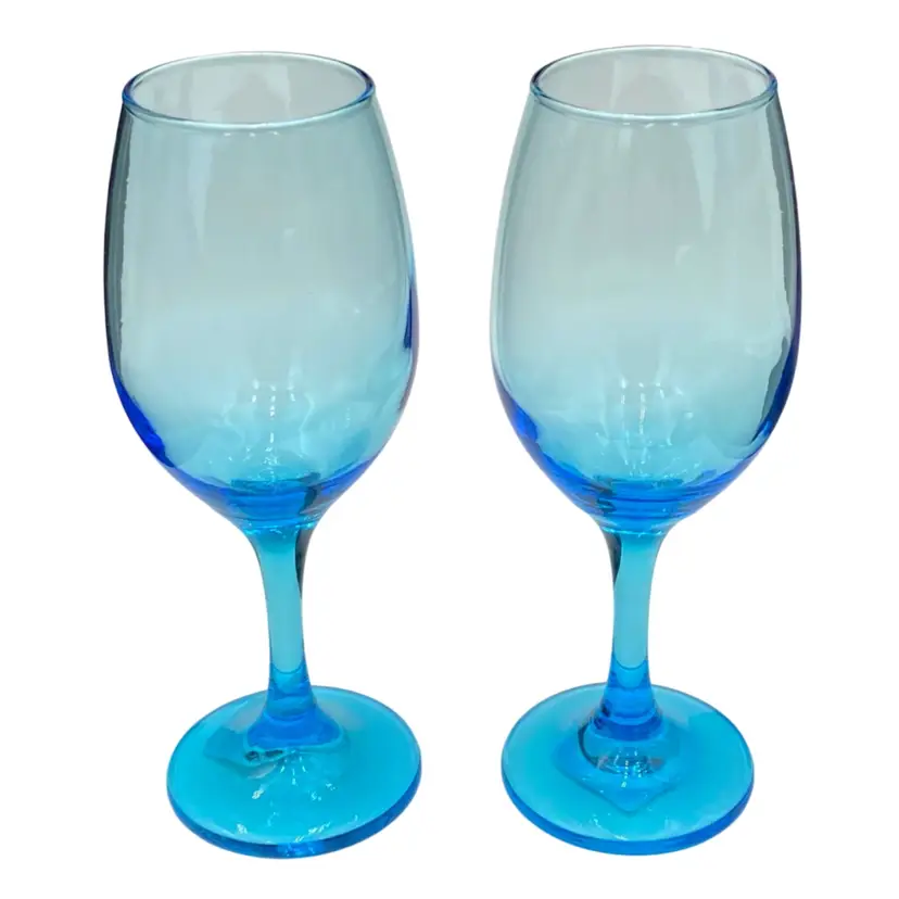 2 - NEW Cristar Sky Blue Rioja Wine Glasses/Water Goblets, 13 oz, w/Stickers