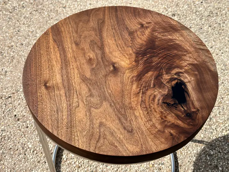 Solid Walnut Round Nested Side Table Pair (2)
