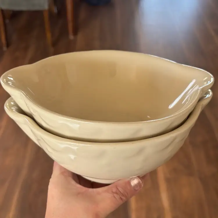 Vintage Deltis Portugal Stoneware Cream Bowls w/Pour Spouts