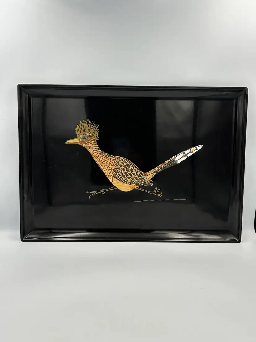 Vintage MCM Couroc Of Monterey Giftware Rd., Runner Tray 13 X 18”