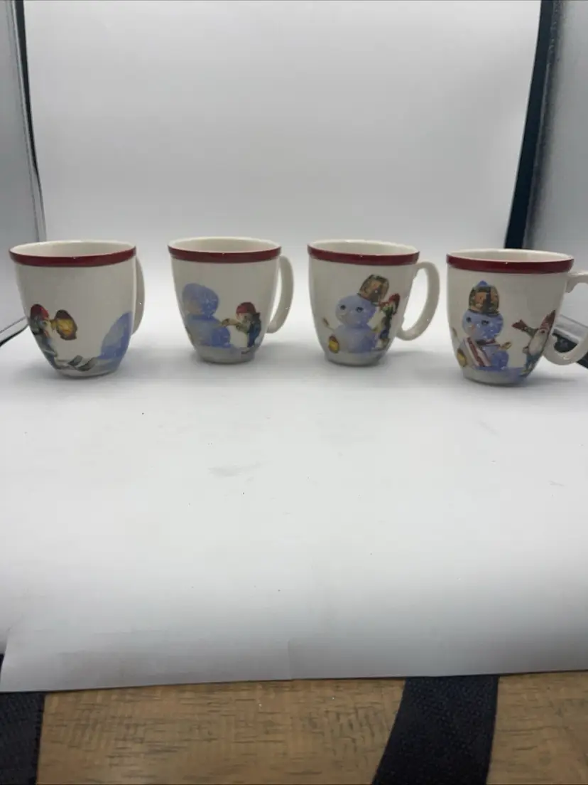 Williams-Sonoma Mug Set Nordic Elf Set Of 4 Elf Build Snowman Journey