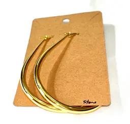 Gold Tone Approximately 3" Pierced Hoop Earrings