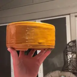 Vintage planter - shallow round mustard