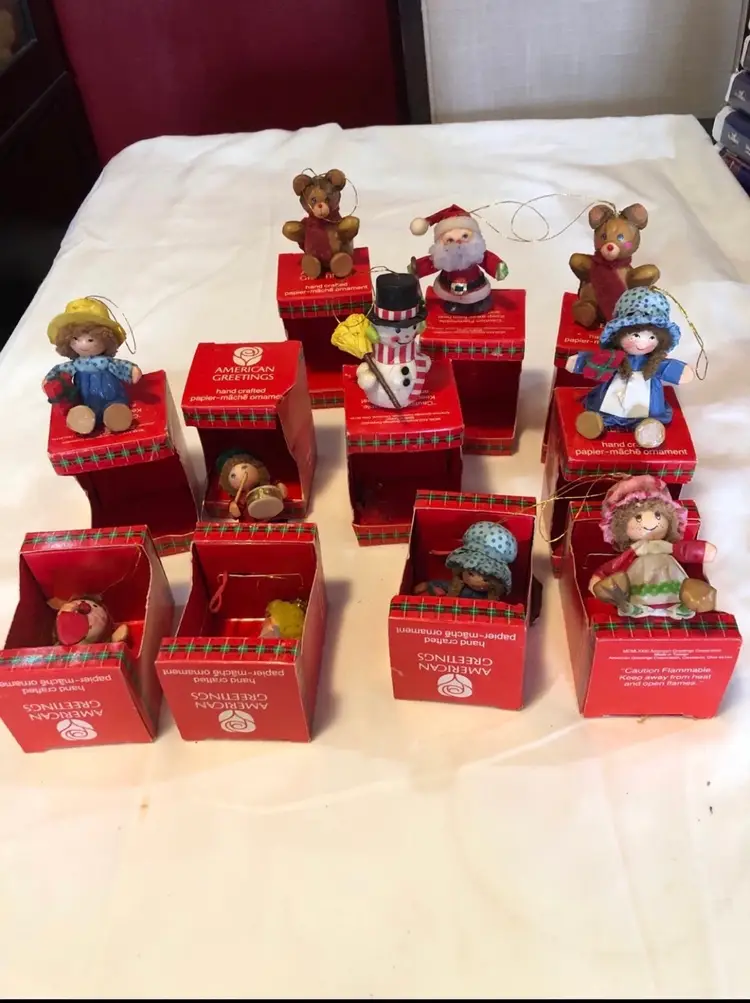 11-1983 American Greeting Papier Mache Christmas Ornaments