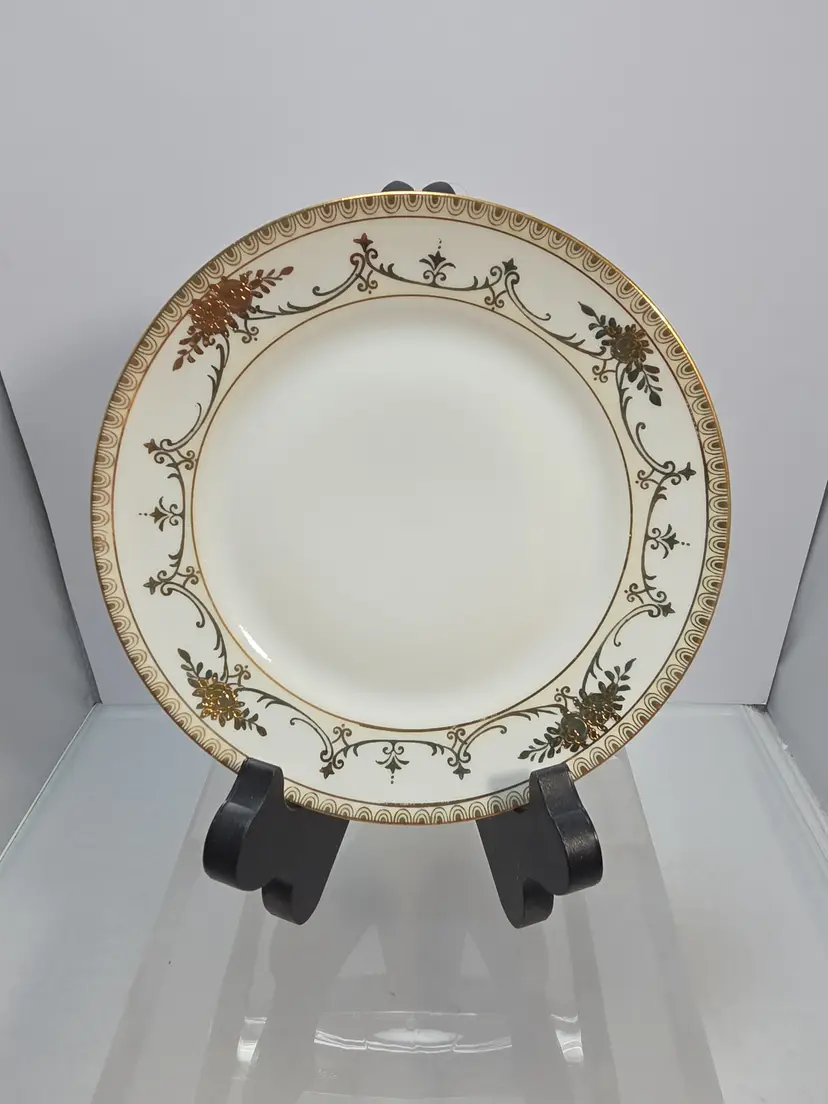 Antique Hand Painted Nippon Gold Floral Scroll Bread Plate 6.5" Lot Of 2 (KZ)