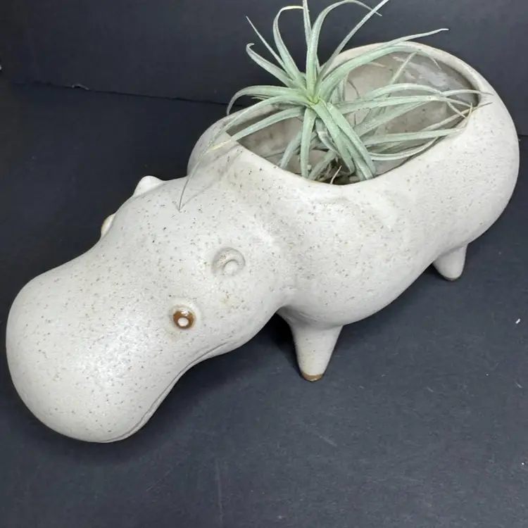 David Stewart Stoneware Glazed Ceramic Hippo Planter 10 1/2" x 5 1/2"