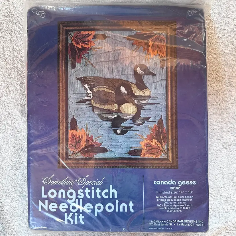 NOS Vintage 1980s Candamar Design Canada Geese Longstitch Needlepoint Kit 30182