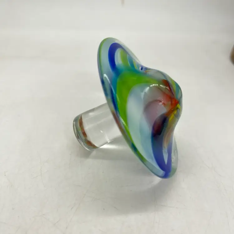 Signed Jody Fine Vtg Art Glass Swirl Spin Top 1997