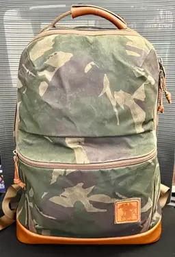 Evergoods x Carryology "Griffin 2" CBB22, Woodlands Camo Waxed Canvas with Custom Leather Handle