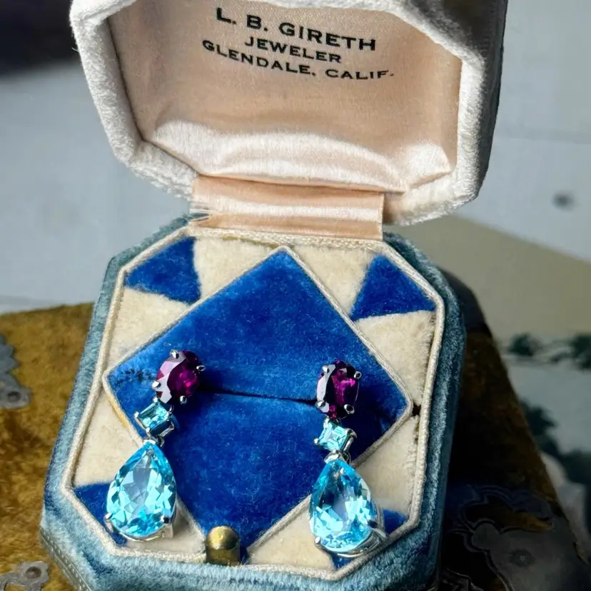 Sterling Silver Rhodolite Garnet & Topaz Earrings