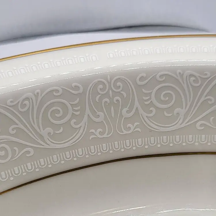 #01 Vintage White Porcelain Serving Bowl with Gold Trim Noritake Fine China Tulane Vegetable Serving Dish #7562 - 10" x 7.75"