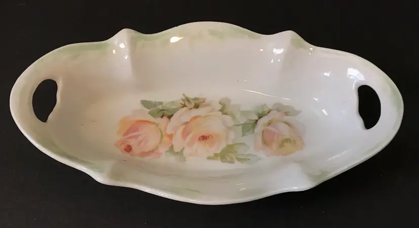 Vintage Made in Germany Floral peach Porcelain Relish Nut Candy Trinket Dish