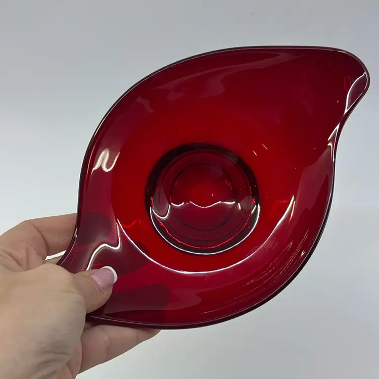 Viking Epic Ruby Red Swirl Trinket Dish 8.5x5.25