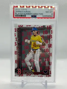 Jarren Duran 2025 Topps Series 2 Player Number Variation /16 PSA 8 Boston Red Sox