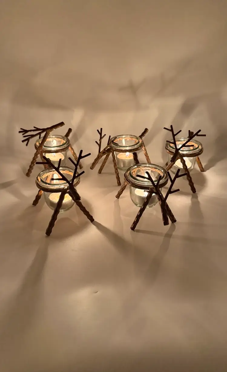 Festive Holiday Christmas Rustic Iron Reindeer Shape Votive Candle Holders 10PC