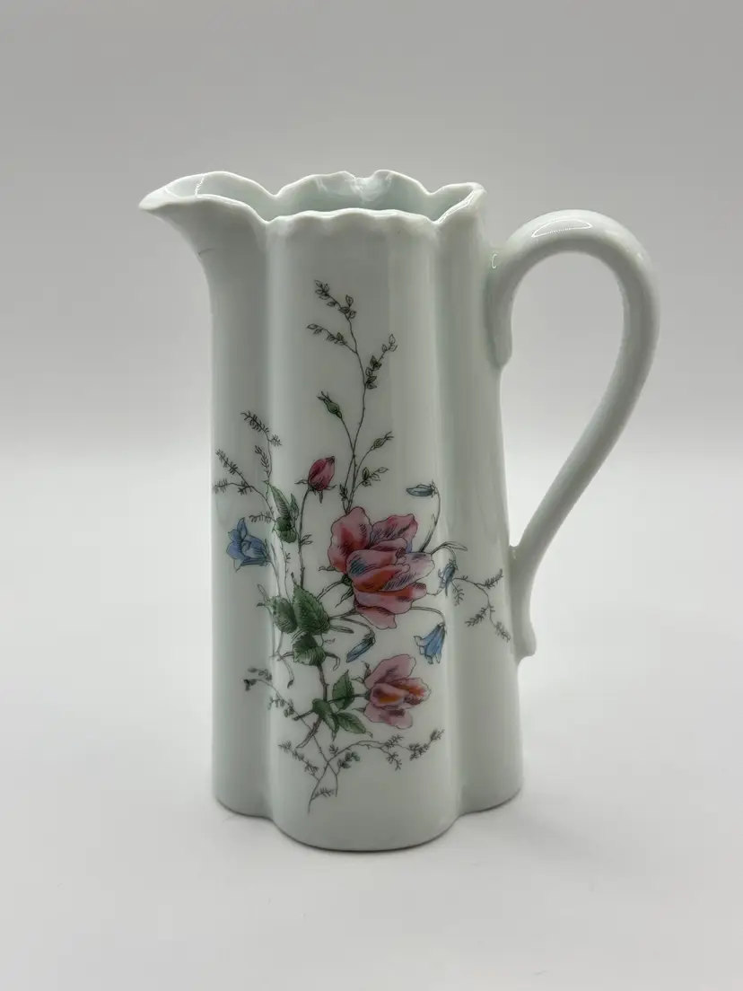 Vintage Floral Porcelain Creamer Pitcher, Elegant Flower Design, By Haviland Limoges, Made In France
