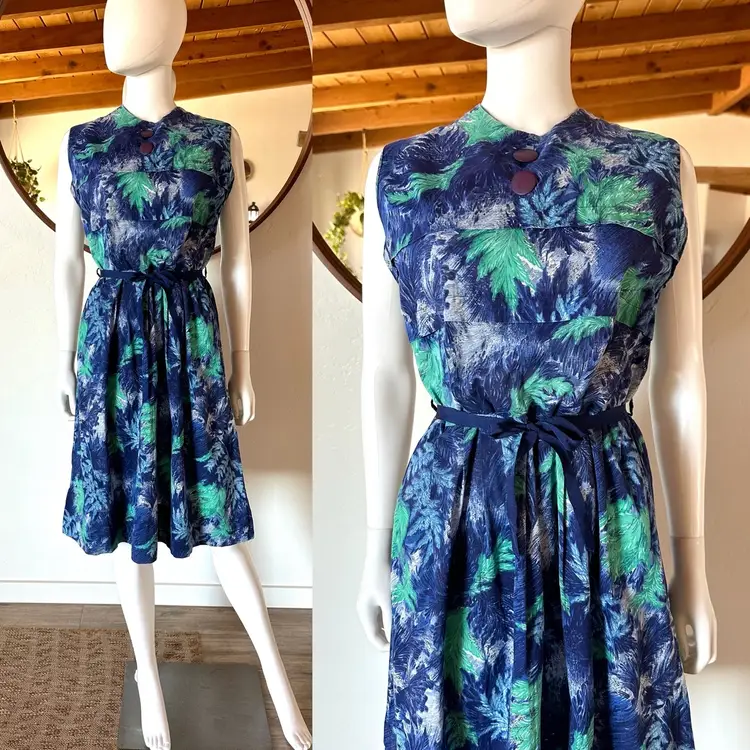 Vintage 50's 60's Nancy Frock Sleeveless Fit N Flare Spring Summer Day Dress Fits M 8/10